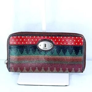 Fossil Key-Per Zip Around Wallet Multi Compartment Midwestern Multicolor Wallet